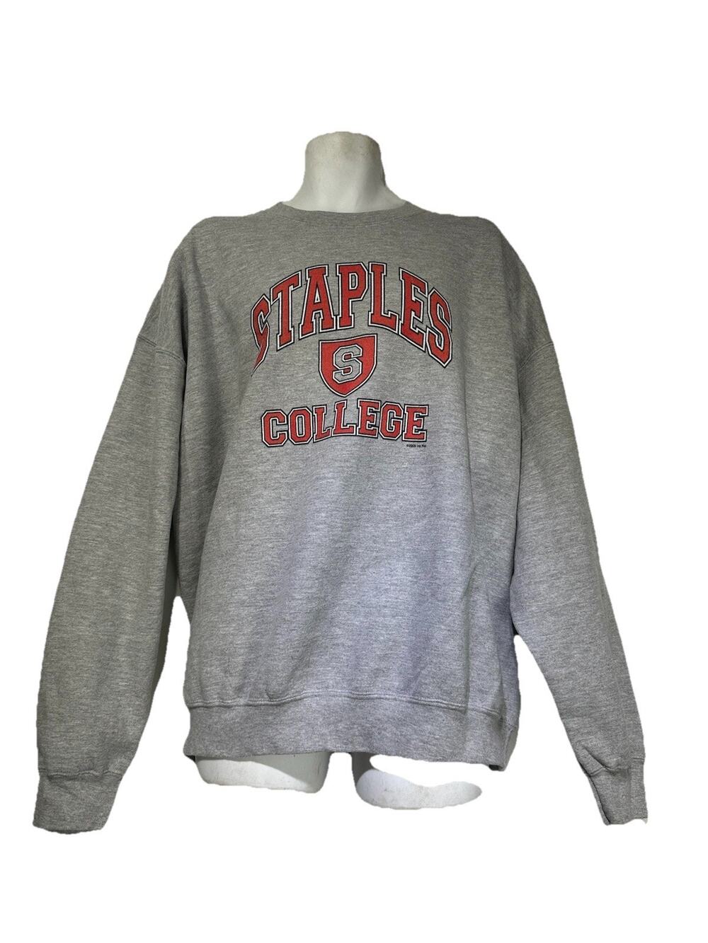 Staples College Gray Crewneck Sweatshirt 2XL Collegiate Preppy Campus Core